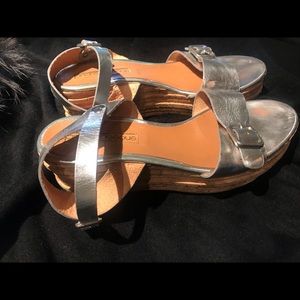 Strappy silver platform heels!